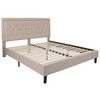 Roxbury King Size Tufted Upholstered Platform Bed in Beige Fabric