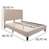 Roxbury Queen Size Tufted Upholstered Platform Bed in Beige Fabric