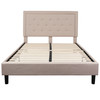 Roxbury Queen Size Tufted Upholstered Platform Bed in Beige Fabric