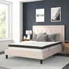 Roxbury Queen Size Tufted Upholstered Platform Bed in Beige Fabric with 10 Inch CertiPUR-US Certified Pocket Spring Mattress