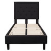 Roxbury Twin Size Tufted Upholstered Platform Bed in Black Fabric with 10 Inch CertiPUR-US Certified Pocket Spring Mattress