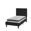 Roxbury Twin Size Tufted Upholstered Platform Bed in Black Fabric with 10 Inch CertiPUR-US Certified Pocket Spring Mattress