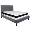 Roxbury Queen Size Tufted Upholstered Platform Bed in Light Gray Fabric with Memory Foam Mattress