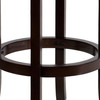 Carol 29'' High Backless Cappuccino Wood Barstool with Carved Apron and Black LeatherSoft Swivel Seat