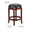 Margaret 24'' High Backless Light Cherry Wood Counter Height Stool with Black LeatherSoft Swivel Seat