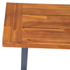 Martindale Solid Acacia Wood Patio Dining Bench for 2 with Slatted Top and Black Flared Wooden Legs in a Natural Finish