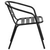 Lila Black Metal Restaurant Stack Chair with Aluminum Slats