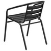 Lila Black Metal Restaurant Stack Chair with Aluminum Slats