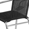 Lila Commercial Aluminum and Black Rattan Indoor-Outdoor Restaurant Stack Chair