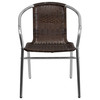 Lila Commercial Aluminum and Dark Brown Rattan Indoor-Outdoor Restaurant Stack Chair