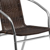 Lila Commercial Aluminum and Dark Brown Rattan Indoor-Outdoor Restaurant Stack Chair