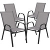 Brazos 3 Piece Outdoor Patio Dining Set - 23.75" Round Tempered Glass Patio Table, 2 Gray Flex Comfort Stack Chairs