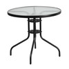 Brazos 5 Piece Outdoor Patio Dining Set - 31.5" Round Tempered Glass Patio Table, 4 Black Flex Comfort Stack Chairs