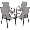 Brazos 3 Piece Outdoor Patio Dining Set - 23.5" Square Tempered Glass Patio Table, 2 Gray Flex Comfort Stack Chairs