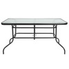Tory 31.5" x 55" Rectangular Tempered Glass Metal Table with Umbrella Hole