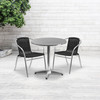 Lila 27.5'' Round Aluminum Indoor-Outdoor Table Set with 2 Black Rattan Chairs