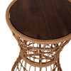 Devon Indoor/Outdoor Natural Finish Rattan Rope Table with Acacia Wood Top, Fade and Weather Resistant