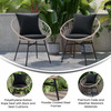 Devon Set of 2 Indoor/Outdoor Modern Papasan Patio Chairs, Rope with Tan Finish PE Wicker Rattan and Black Cushions