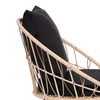 Devon Set of 2 Indoor/Outdoor Modern Papasan Patio Chairs, Rope with Tan Finish PE Wicker Rattan and Black Cushions