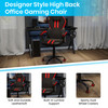 Stone Ergonomic Office Computer Chair - Adjustable Black and Red Designer Gaming Chair - 360° Swivel - Red Dual Wheel Casters