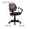 Neri Low Back Purple Mesh Swivel Task Office Chair with Arms