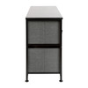Harris 5 Drawer Wood Top Black Cast Iron Frame Vertical Storage Dresser with Dark Gray Easy Pull Fabric Drawers