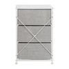 Harris 3 Drawer Wood Top White Cast Iron Frame Vertical Storage Dresser with Light Gray Easy Pull Fabric Drawers