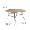 Fielder 5-Foot Round HEAVY DUTY Birchwood Folding Banquet Table with METAL Edges