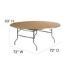 Fielder 6-Foot Round HEAVY DUTY Birchwood Folding Banquet Table with METAL Edges