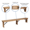 HERCULES Series 8' x 12'' Antique Rustic Solid Pine Folding Farm Bench with 3 Legs