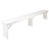 HERCULES Series 8' x 12" Antique Rustic Solid White Pine Folding Farm Bench with 3 Legs