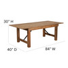 HERCULES Series 7' x 40" Rectangular Antique Rustic Solid Pine Folding Farm Table