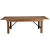 HERCULES Series 8' x 40" Rectangular Antique Rustic Solid Pine Folding Farm Table