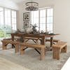 HERCULES Series 8' x 40'' Antique Rustic Folding Farm Table and Six Bench Set