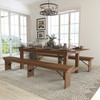 HERCULES Series 8' x 40'' Antique Rustic Folding Farm Table and Two Bench Set