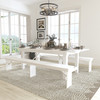 HERCULES Series 8' x 40" Antique Rustic White Folding Farm Table and Two Bench Set