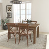 HERCULES Series 7' x 40'' Antique Rustic Folding Farm Table Set with 4 Cross Back Chairs and Cushions