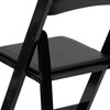 HERCULES Series Black Wood Folding Chair with Vinyl Padded Seat