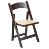 HERCULES Series Chocolate Wood Folding Chair with Vinyl Padded Seat