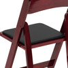 HERCULES Series Mahogany Wood Folding Chair with Vinyl Padded Seat