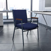 HERCULES Series Heavy Duty Navy Blue Dot Fabric Stack Chair with Arms