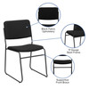 HERCULES Series 500 lb. Capacity High Density Black Fabric Stacking Chair with Sled Base