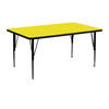 Wren 24''W x 48''L Rectangular Yellow HP Laminate Activity Table - Height Adjustable Short Legs