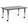 Wren Mobile 24''W x 60''L Rectangular Grey HP Laminate Activity Table - Height Adjustable Short Legs