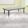 Wren 28"W x 47.5"L Rectangular Wave Flexible Collaborative Grey Thermal Laminate Activity Table-Standard Height Adjust Legs