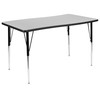 Wren 28"W x 47.5"L Rectangular Wave Flexible Collaborative Grey Thermal Laminate Activity Table-Standard Height Adjust Legs