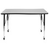 Wren Mobile 28"W x 47.5"L Rectangle Wave Flexible Collaborative Grey Laminate Activity Table-Standard Height Adjust Legs