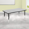 Wren 28"W x 47.5"L Rectangle Wave Flexible Collaborative Grey Thermal Laminate Activity Table - Height Adjust Short Legs