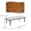 Wren 28"W x 47.5"L Rectangle Wave Flexible Collaborative Grey Thermal Laminate Activity Table - Height Adjust Short Legs
