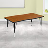 Wren 28"W x 47.5"L Rectangle Wave Flexible Collaborative Oak Thermal Laminate Activity Table - Height Adjust Short Legs